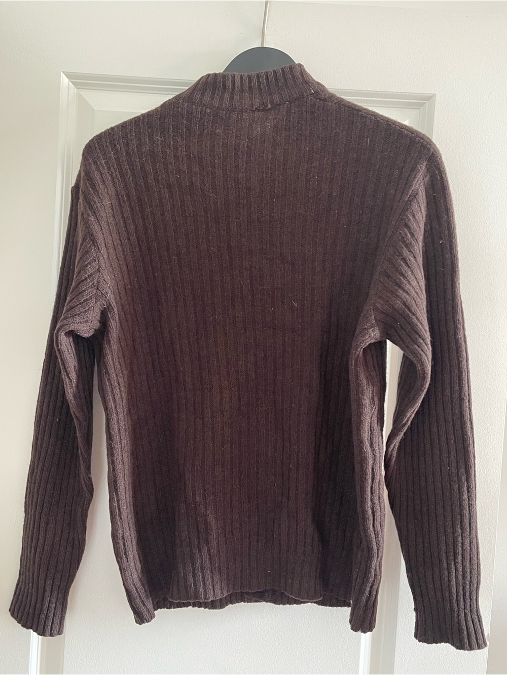 Men's Ribbed Button-Front Sweater Jacket - Brown - Picture 3 of 4